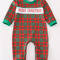 Merry Christmas smocked boys romper
