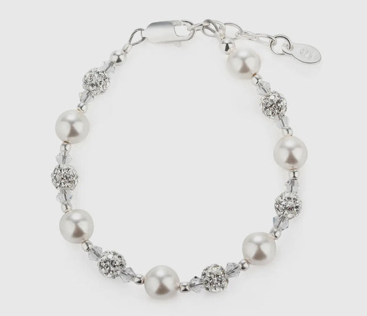 Kids sterling silver white pearl bracelet