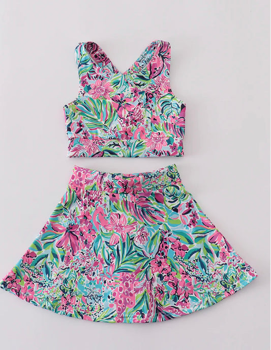 Jungle print skort set