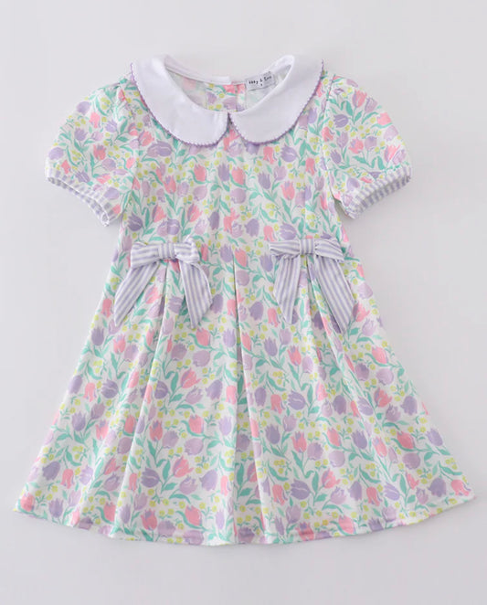 Purple floral girls dress