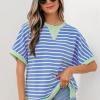 Blue striped top - XL