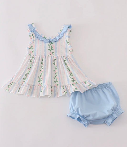 Blue floral bloomer set