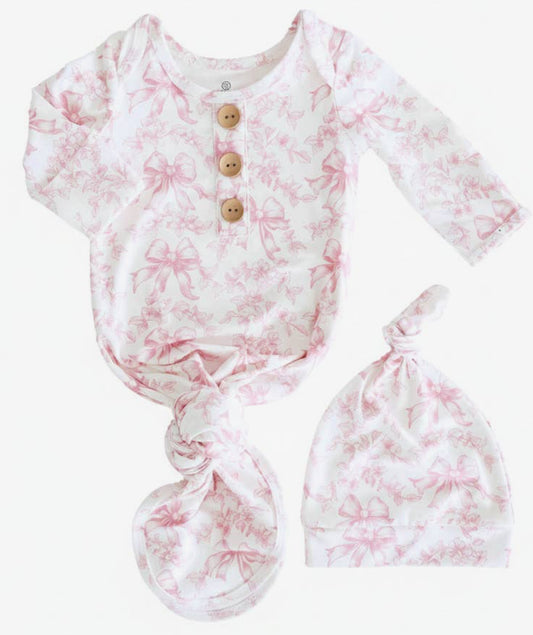 Fancy Frills bamboo knot gown + hat set