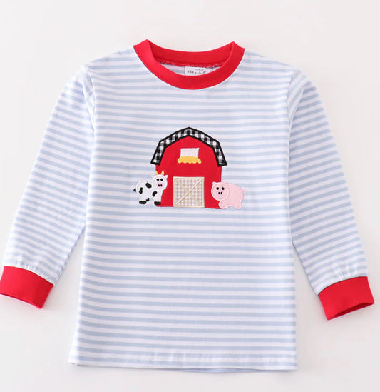 Farm appliqué boys top