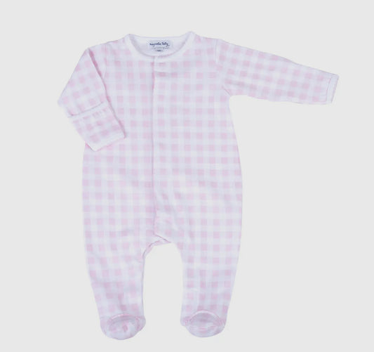 Pink gingham footie
