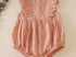 Peach linen girls ruffle bubble