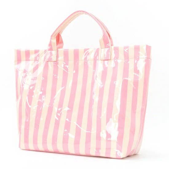Large Striped Vinyl Tote Bags