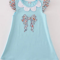Bow floral applique dress