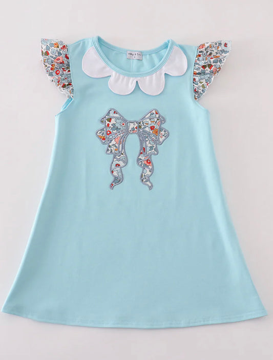 Bow floral applique dress