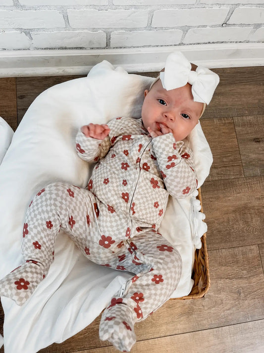 Wavy Floral Bamboo Zip Romper