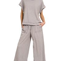 Acid wash pant set - sleet