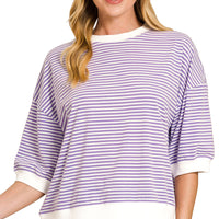 Lavender Striped 3/4 sleeve top