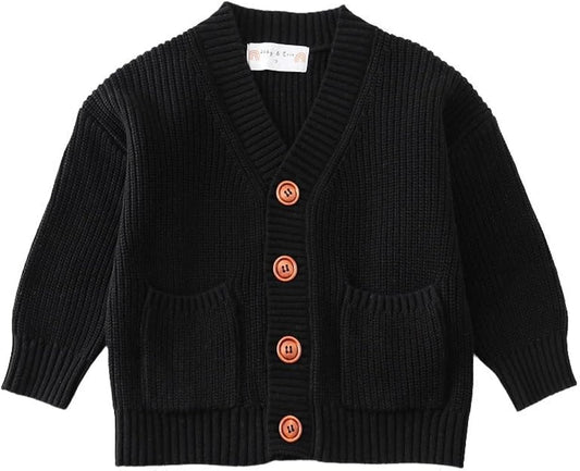 Black pocket cardigan sweater