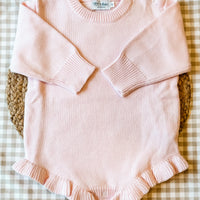 Ruffle knit romper light pink  - NB