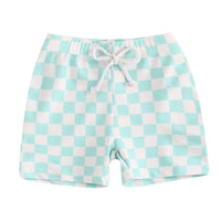 Light Blue Swim Checkered Shorts