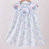 Blue whale embroidered dress