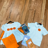 Girls plaid pumpkin set