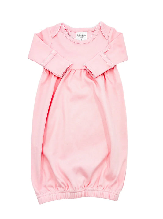 pink picot trimmed gown