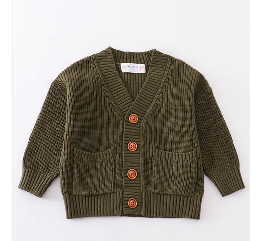 Olive pocket cardigan sweater