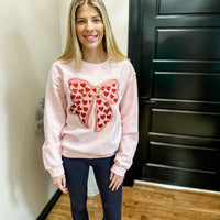 Heart bow sequin patch sweatshirt
