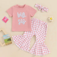 Big Sis Pink Checkered Pant Set