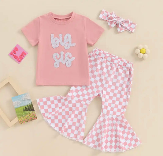 Big Sis Pink Checkered Pant Set