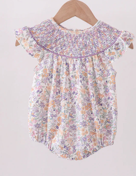 Purple smocked bubble
