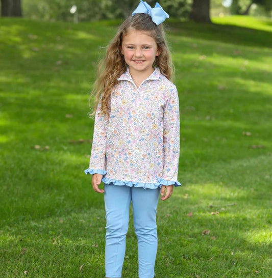 Vintage floral 1/4 zip pullover set