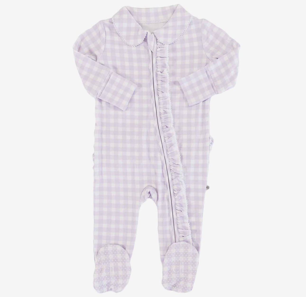 Lilac peterpan collar zipper footie