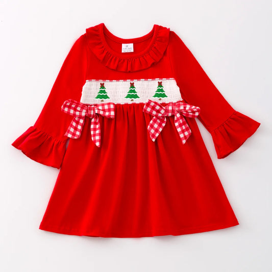 Christmas tree smocked dress