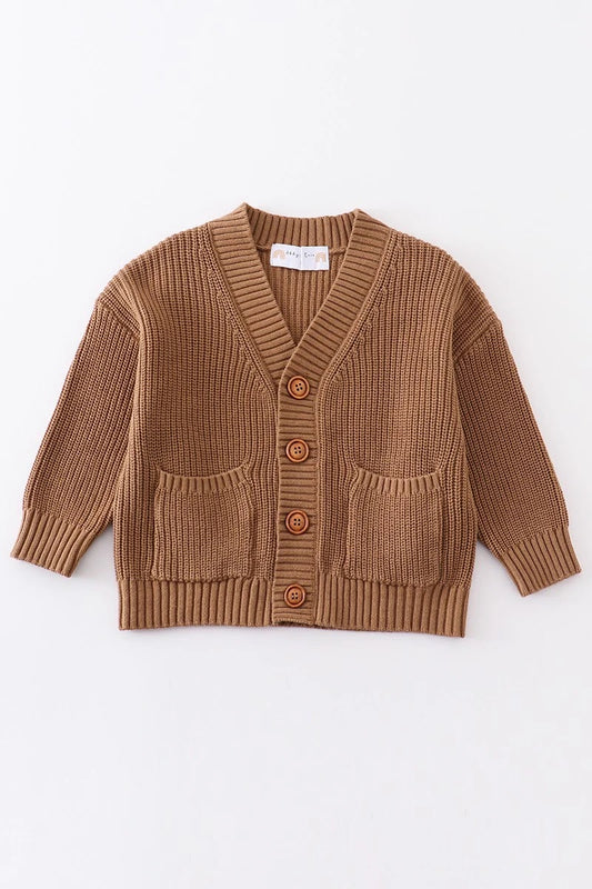 Mocha pocket cardigan sweater