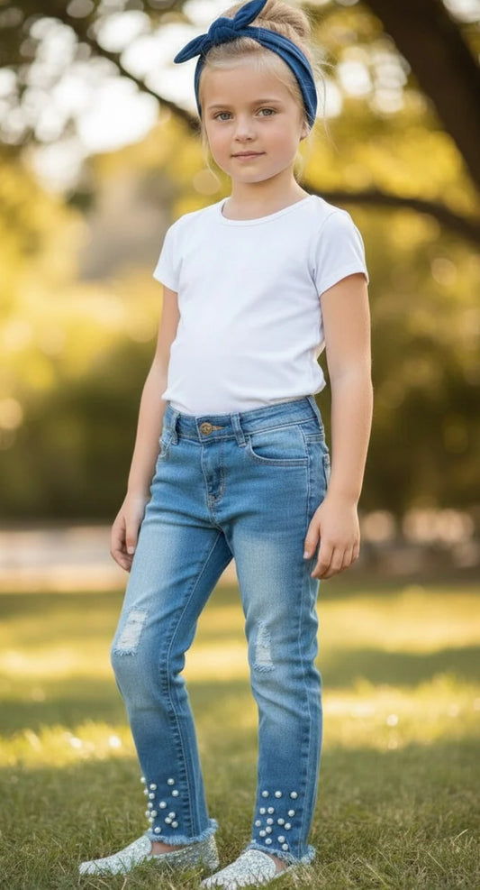 Girls jeans with pearl snaps