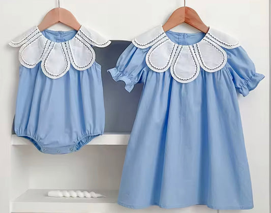 Blue petal collar dress