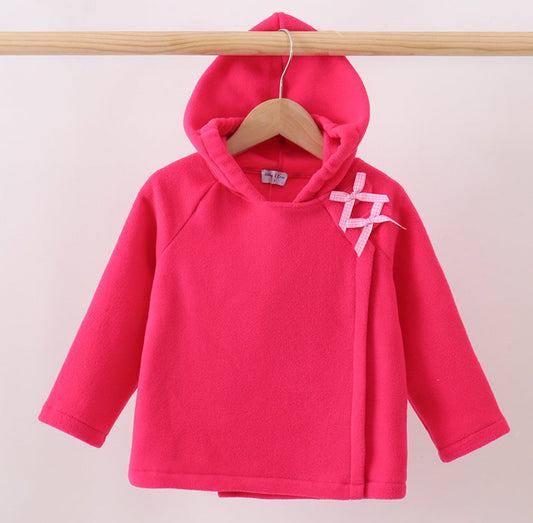 Hot Pink fleece bow coat