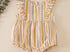 Multi stripe linen girls ruffle bubble