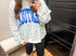 Reversible blue KY Mock neck
