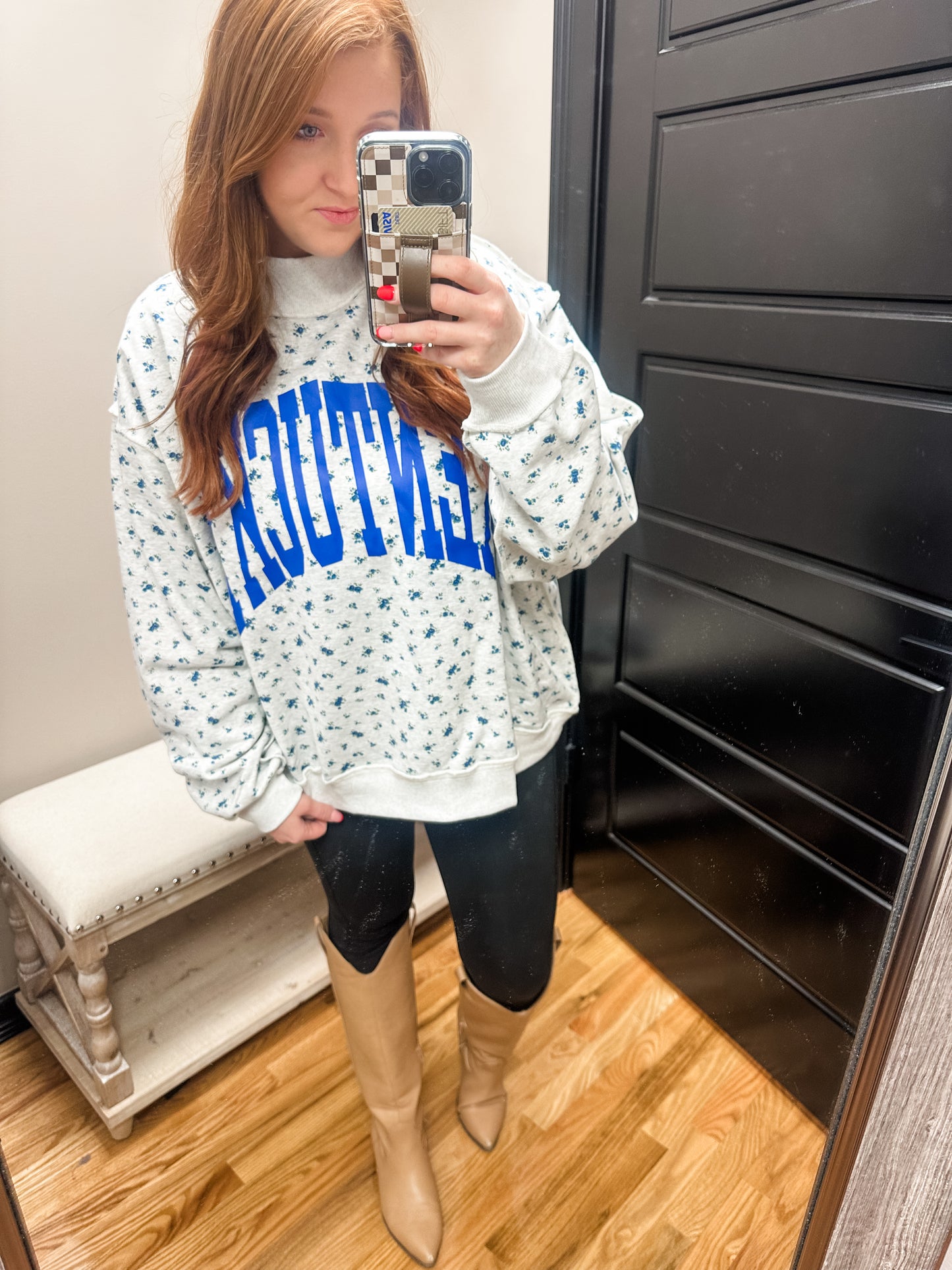 Reversible blue KY Mock neck