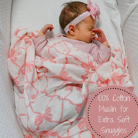 Pink bows swaddle blanket