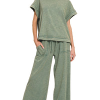Acid wash pant set -ash Jade