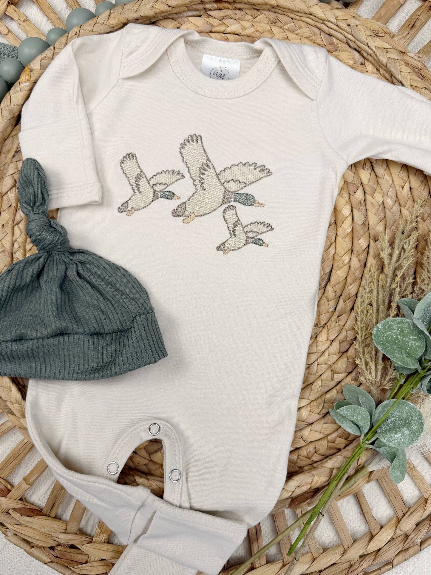 Mallard duck baby footie | Baby Boy Outfit