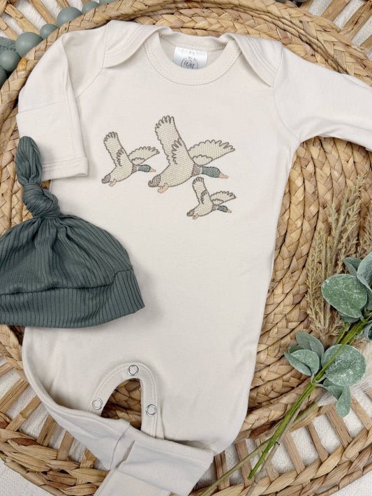 Mallard duck baby footie | Baby Boy Outfit