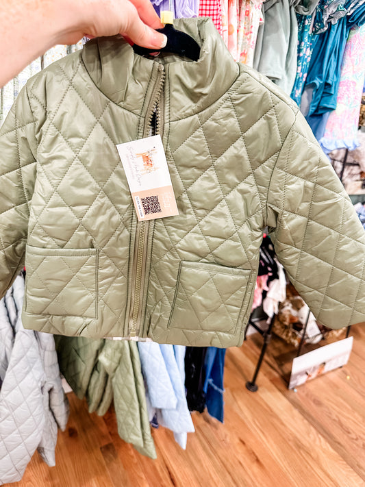 Green quilted jacket