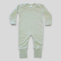 Light sage baby romper with fold over hands & feet - INCLUDES EMBROIDERY NAME/MONOGRAM