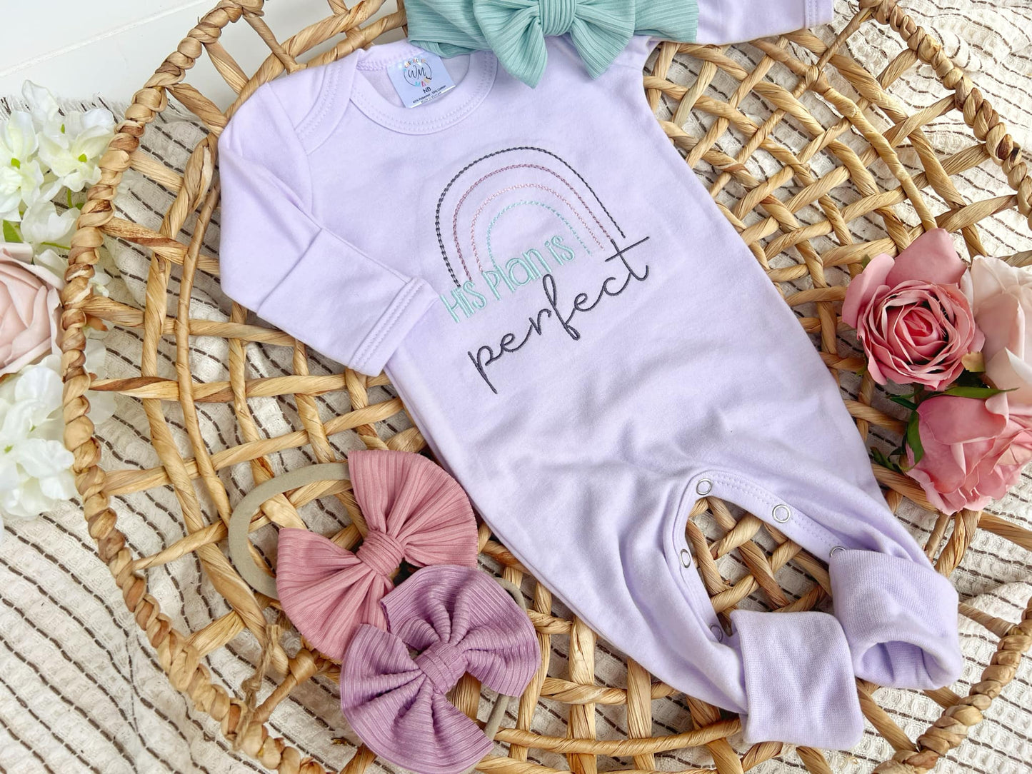 Baby Girl Romper | His Plans are Perfect Rainbow