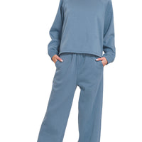 Dusty blue long sleeve pant set