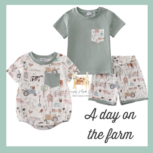 On the farm boy short set