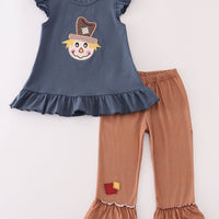 Navy scarecrow girls pant set