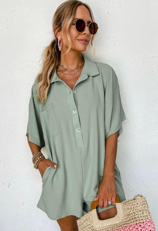 Green flow romper