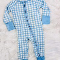 Blue gingham bamboo zippy