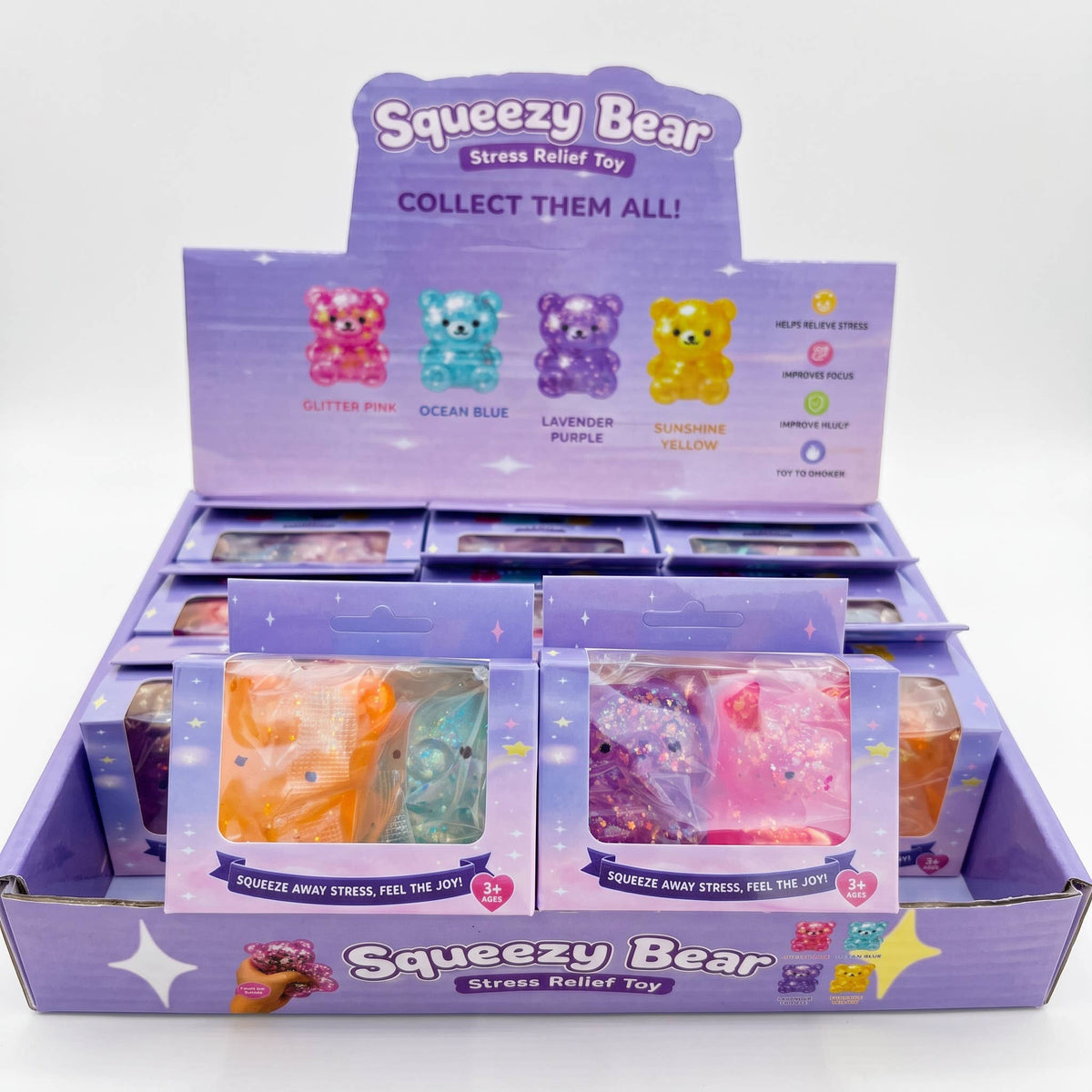 Glitter Bear Squishy Fidget Toy 2-Pack – Maltose, Assorted